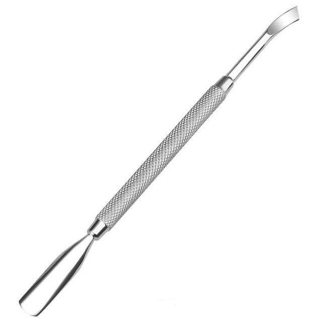 Varilla para pulir cutículas de uñas, removedor de esmalte de acero inoxidable de Gel UV, varilla de doble punta triangular para manicura y pedicura, 1 ud.