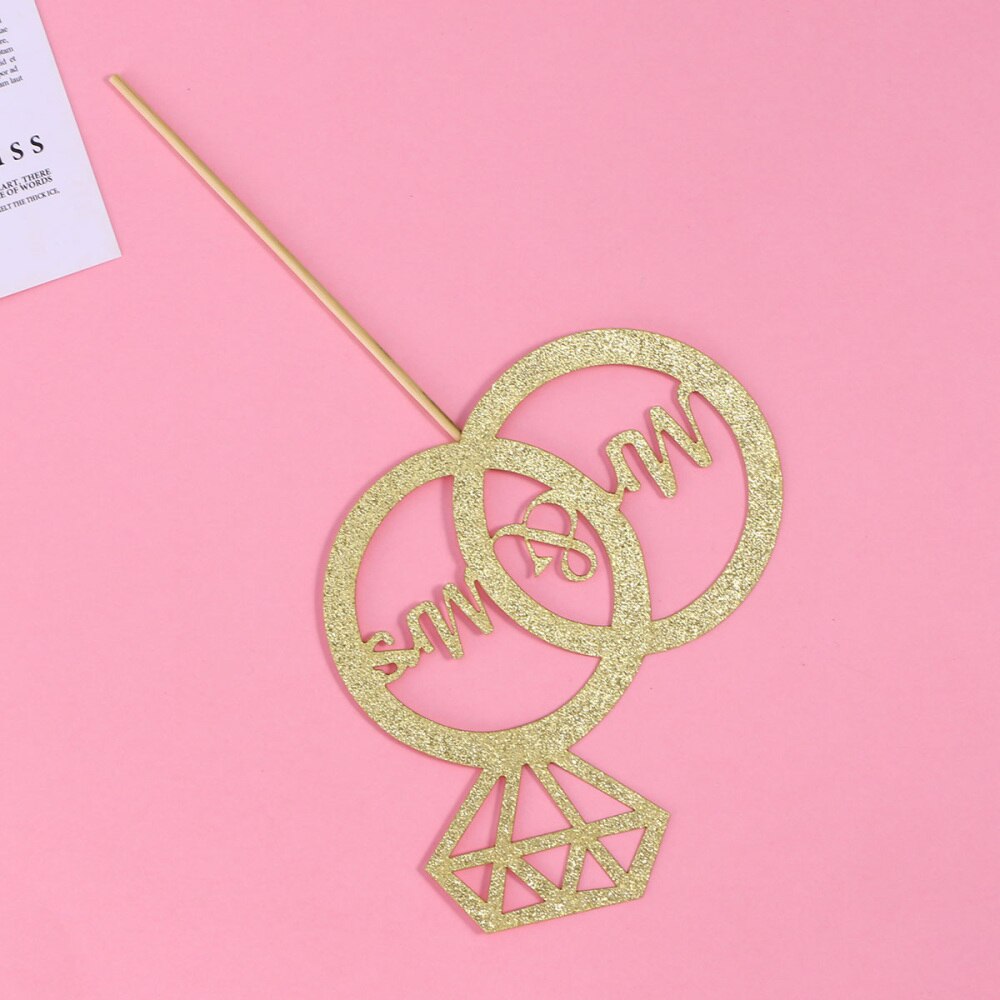 1 pc torta topper Sig & Sig.ra diamante Anello di Carta D'oro Scintillante Torta scegliere per il Giorno di san valentino di Nozze di Fidanzamento