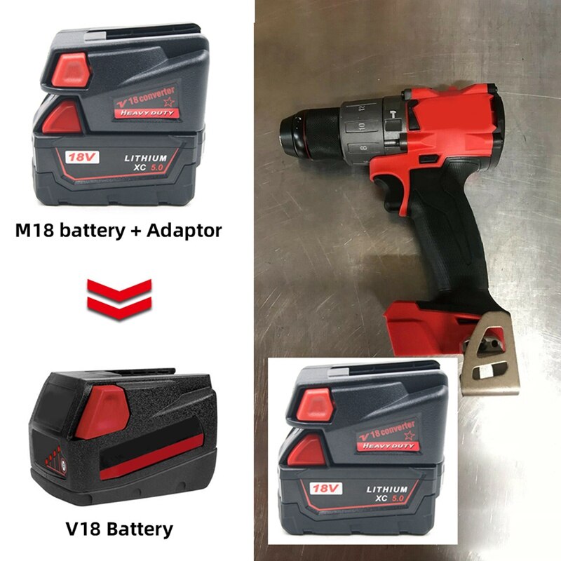 Usb batteri adapter konverter til milwaukee  m18 18v li-ion batteri til  v18 li- ion batteri batteri konverter adapter