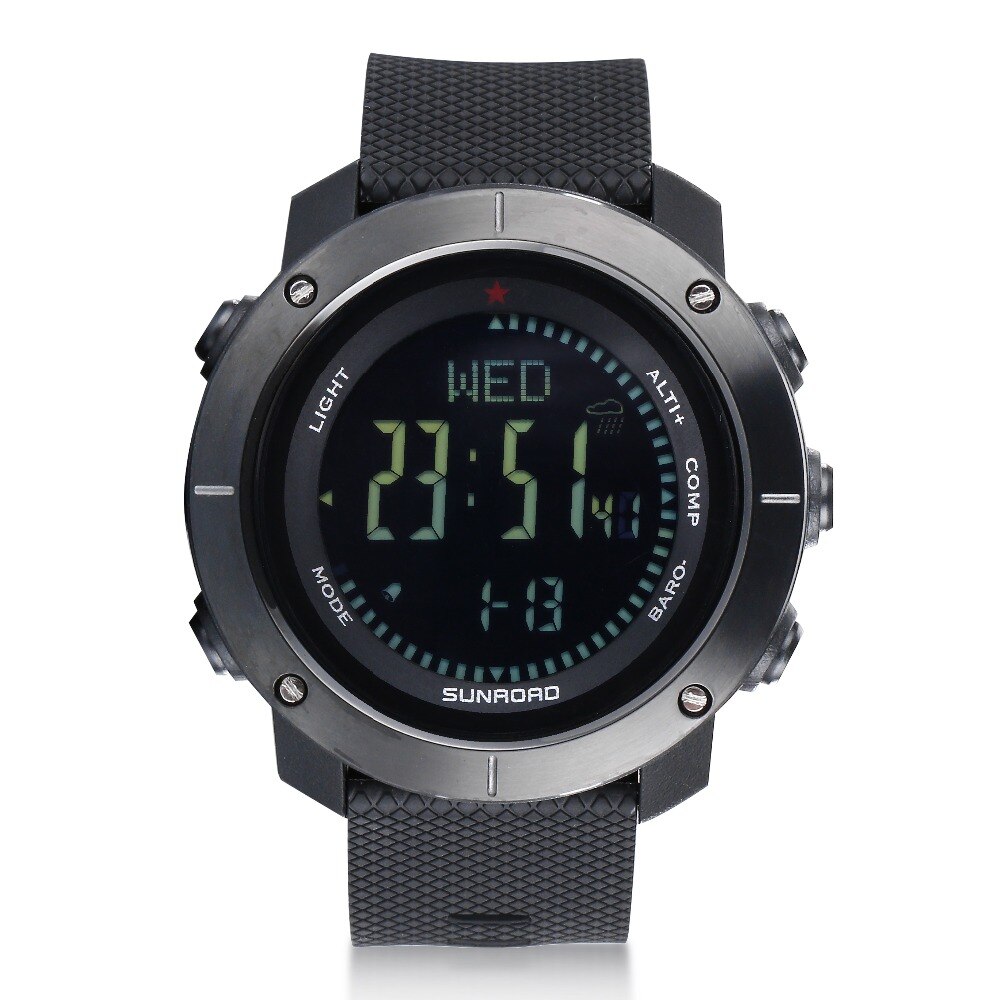 Sunroad Sport Outdoor Horloges Klimmen Mannen Horloge Kompas Stappenteller Barometer Weersverwachting Waterdichte Horloges Voor Mannen