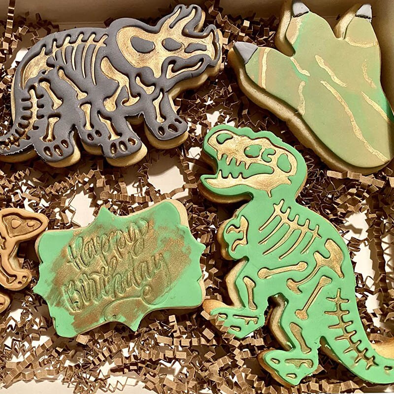 3D Dinosaurus Cookie Cutters Mold Dinosaurus Biscuit Embossing Mould Sugarcraft Dessert Bakken Siliconen Mal Voor Fondant Taart Decor