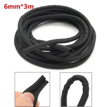 Black Wrap Gevlochten Kabel Mouw 6mm x 300cm Algemene Draad Pijp Slang Indoor Bedrading Bescherming Flexibele Nylon Mouw