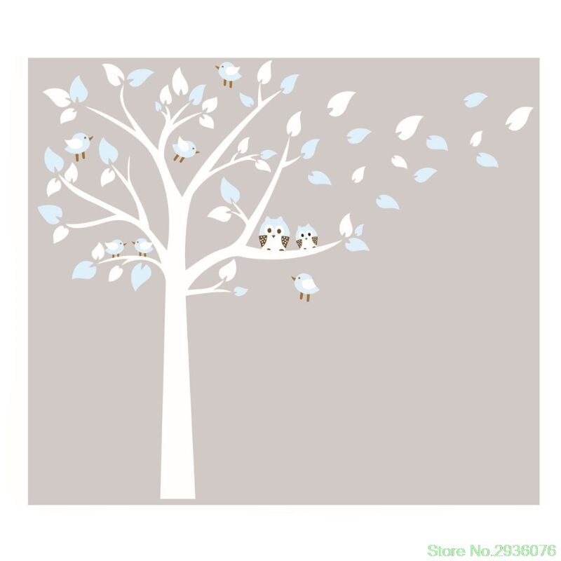 Cartoon dier uil boomtak verwijderbare muursticker voor kinderkamer jongens meisjes kinderkamer thuis: 01