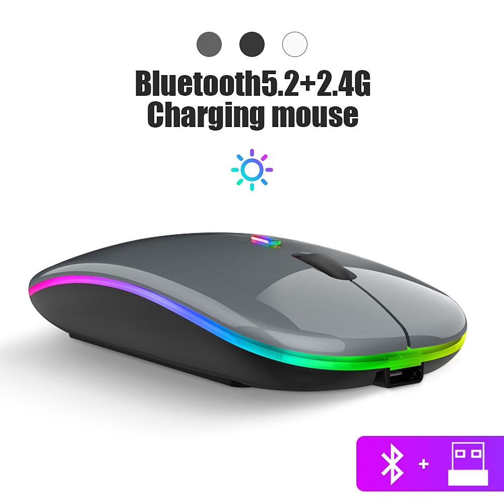 2.4Ghz RGB Wireless Mouse Rechargeable For Macbook For iPad tablet Bluetooth PC Computer Mouse For Laptops LED Backlight Silent