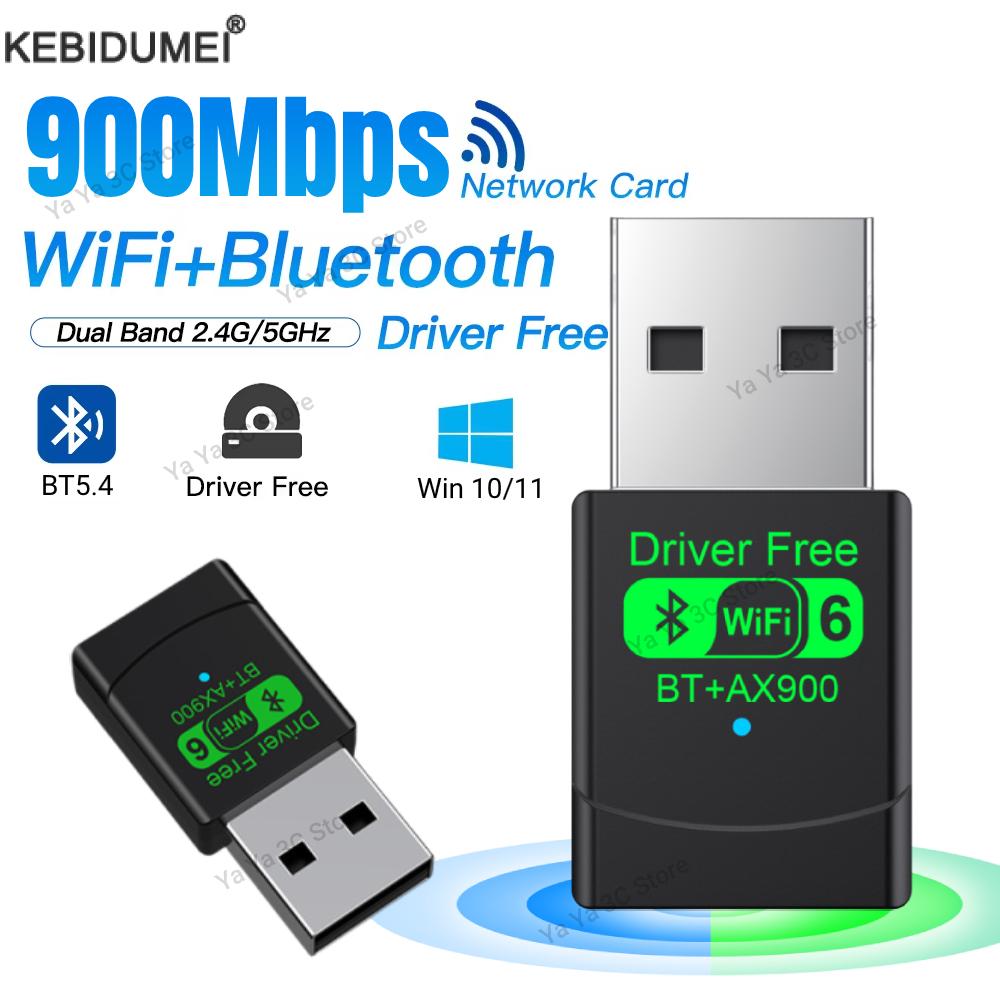 900Mbps WiFi USB Adapter 2 in 1 Bluetooth 5.4 Wifi 6 Network Card 2.4G/5Ghz WiFi Lan Receiver For PC/Laptop Win10/11 Driver Free