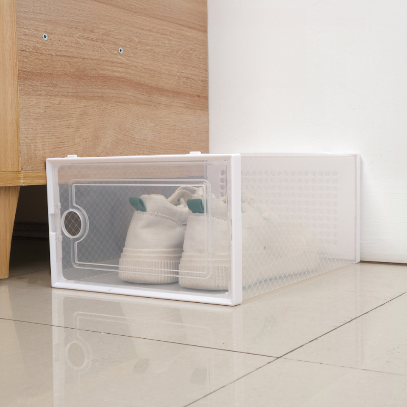 Plastskofodral transparent stapelbar låda med frontlock skoorganisatör dammtät fukttät förvaringslåda hemtillbehör