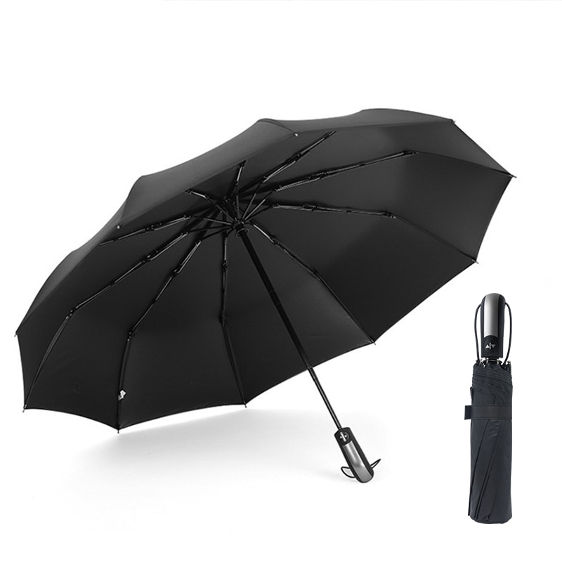 Paraguas plegable automático para hombre y mujer, sombrilla de 10K, de negocios, resistente al viento, 5 colores, Feliz Navidad