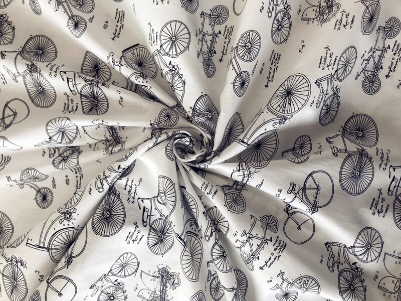 Handgjord diy tyg brev cykel tryckt plagg material bomull