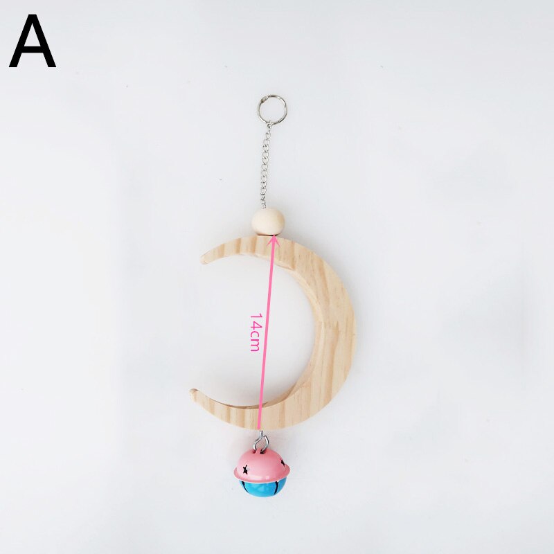 Vogel Schommel Maan Vormige Natuurlijke Houten Grappige Kralen Vogels Swing Stand Papegaai Swing Baars Met Bell Huisdier Opknoping Speelgoed Benodigdheden: A