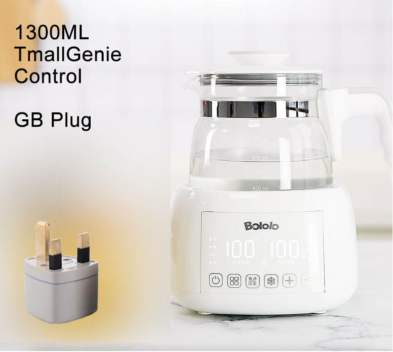 Bololo Electric Kettle Health Pot Baby Smart Milk Thermostat Constant Temperature Water Warmer Tea Maker Thicker Glass Light: 1300ml  TmGenie GB