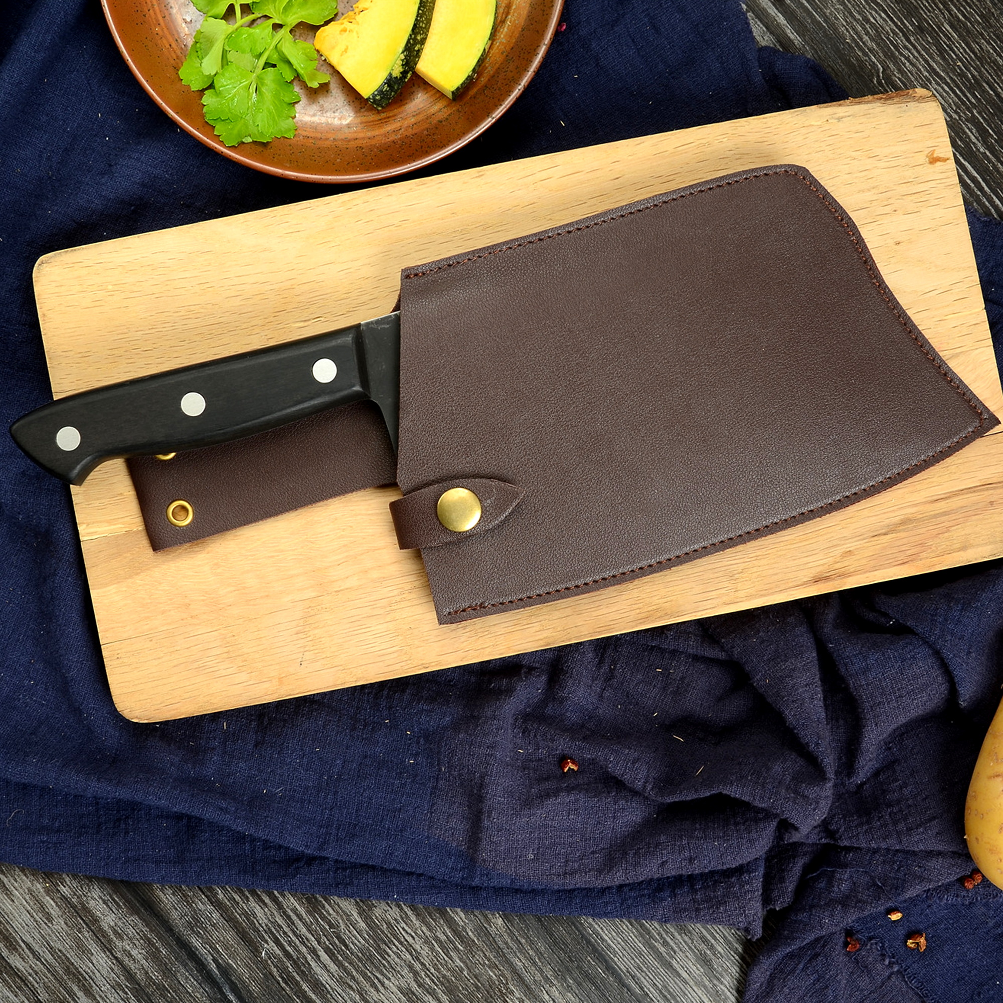 XYJ PU Leather Knife Sheath Belt Loop Blade Cover Kitchen Knives Chopping Cleaver Guard 5pack