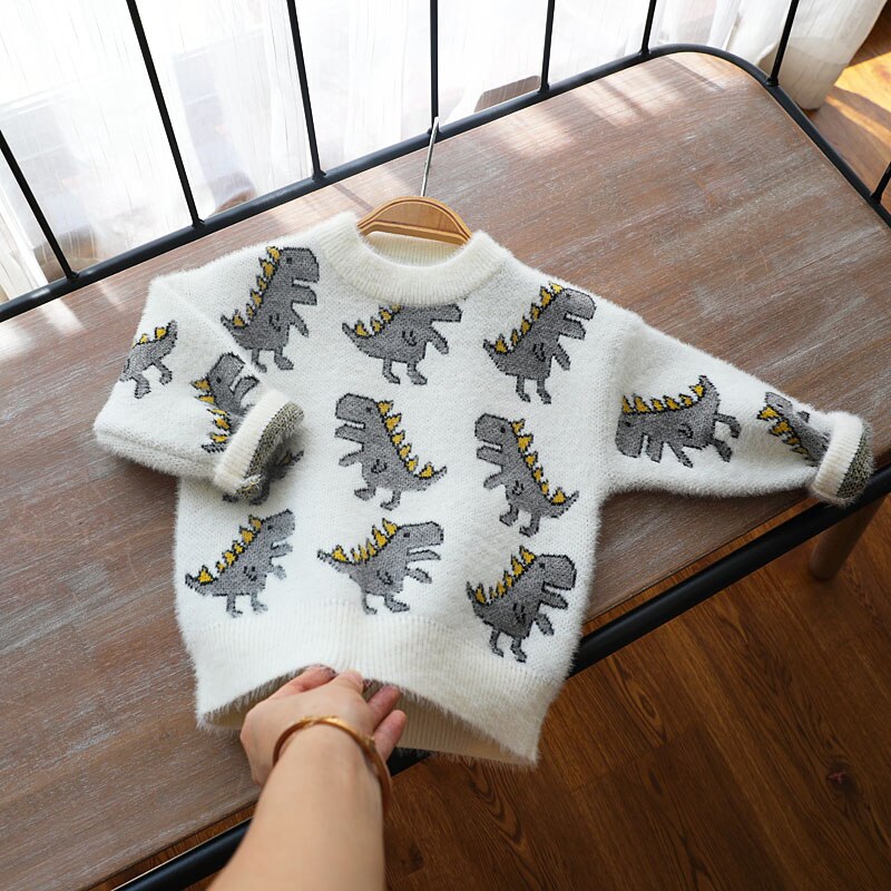 Baby gutt klær barn gutt genser høst vinter strikket varme klær barneklær dinosaur baby klær genser