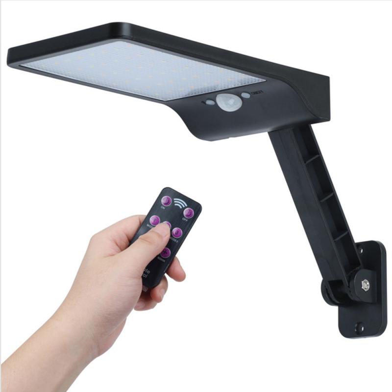 Remote Control Solar Powered PIR Motion Sensor LED Security Wall Light Outdoor Gate Garden Lamp 3 Mode Waterproof with Bracket