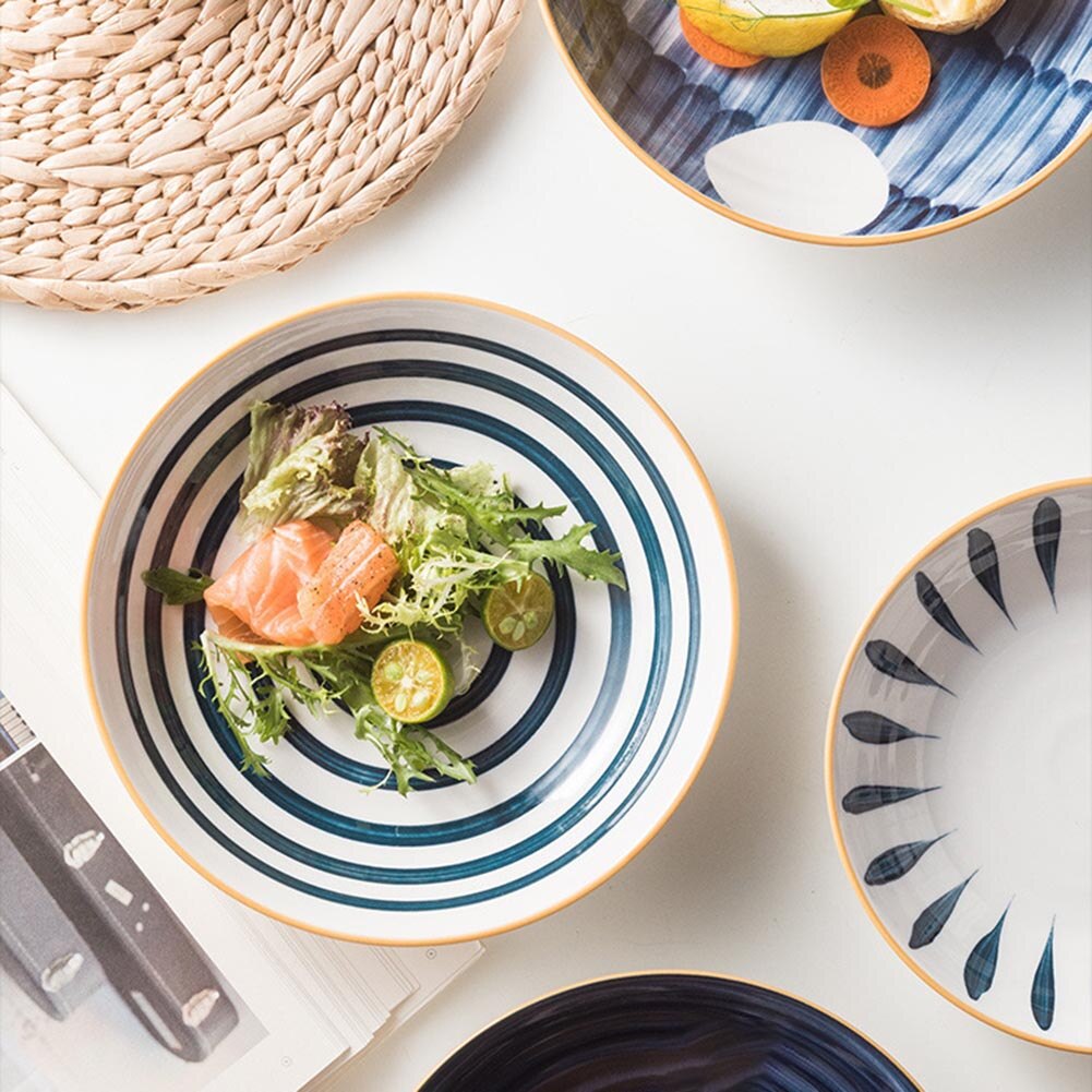 Dinner Plates Microwave Safe Lunch Plates Reusable Eco-friendly Free Lightweight Dirt-resistant Easy Clean D6