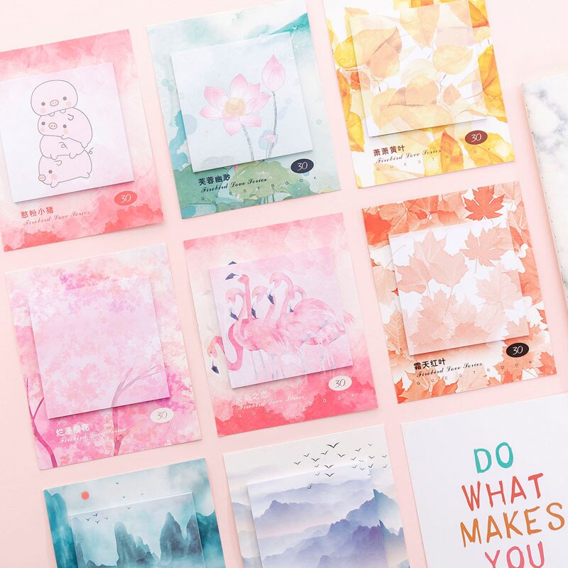 Flamingo Maple Leaf Kawaii Briefpapier Stickers Office Post Het Schoolbenodigdheden Memo Pad Notebook Blad Afbeelding Werk Plan