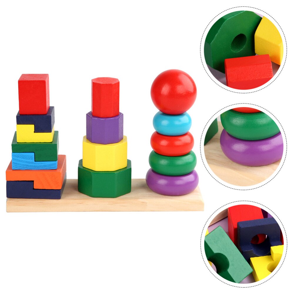 1 Set Colorful Block Column Toy Shape Color Match Toy