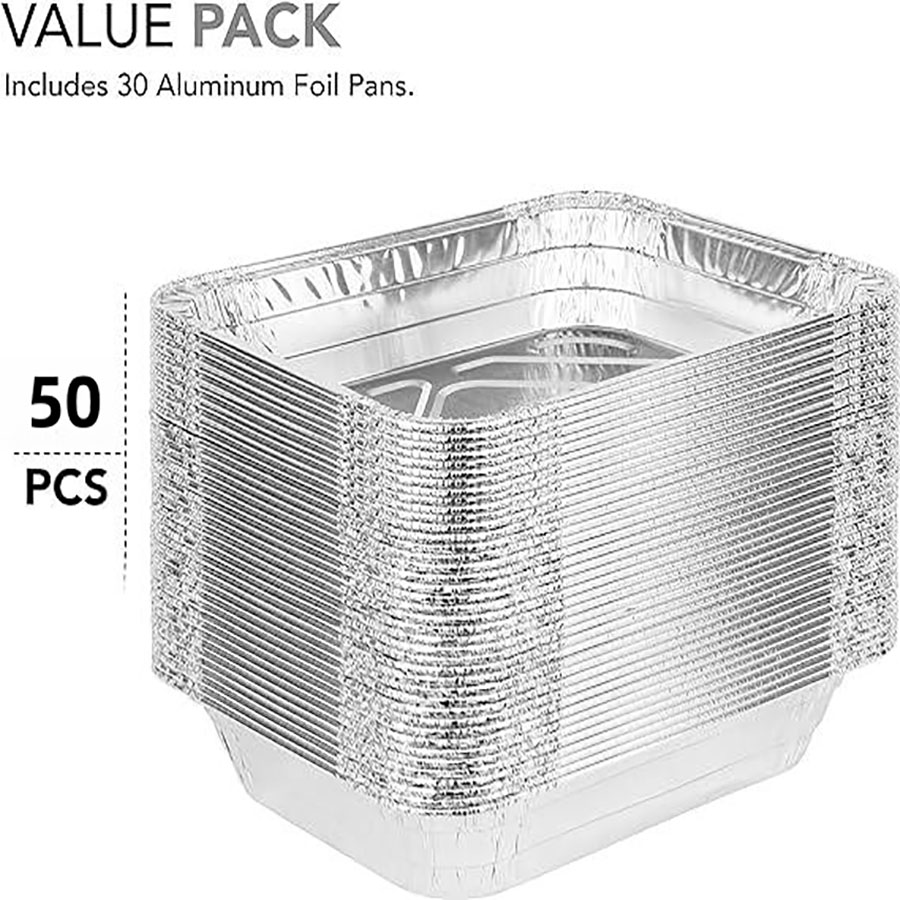 50 stuks wegwerp aluminiumfolie, verschillende maten, blikken pannen zijn perfect voor koken, verwarmen, opbergen en bereiden van voedsel.