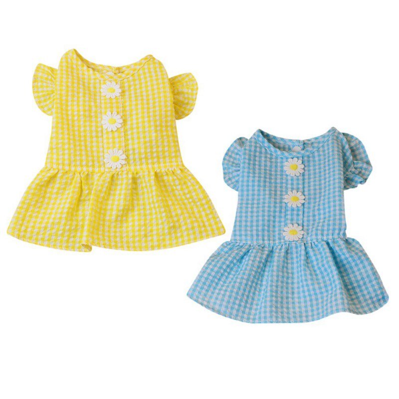 Vestido de cachorro vestido de verão para animais de estimação daisy imprimir roupas filhote de cachorro vestido de princesa saia para cães pequenos chihuahua