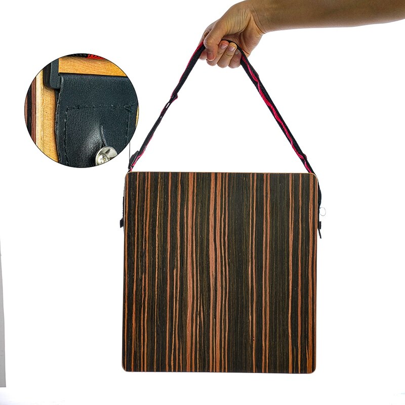 Wood Traveling Cajon Box Drum Stringed Persussion Instrument with Shoulder Strap