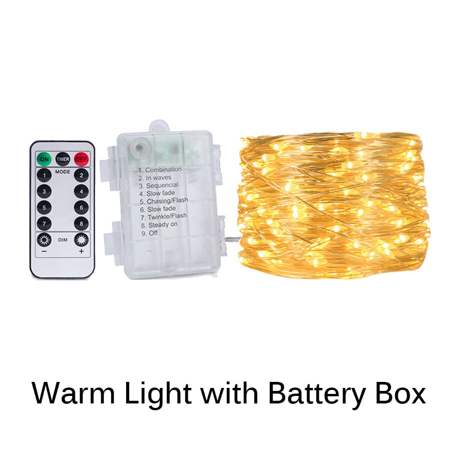 10m/20m led usb/batteri kopparfärgade ljusslingor julgirlang fjärrstyrd ljusslinga för bröllopsfest camping heminredning: Rgb / X