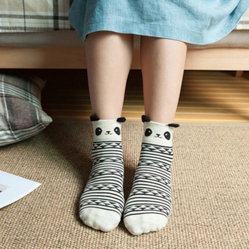Cute Panda/Rabbit Stereo Ear Cartoon Cotton Socks Women Animals Cat Character Funny Kawaii Meias: 8
