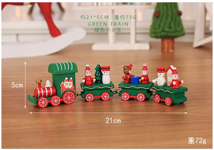 1 Set Kerst Trein Geschilderd Hout Kerst Decoratie voor Thuis Xmas kid speelgoed ornament jaar Cadeau: Green