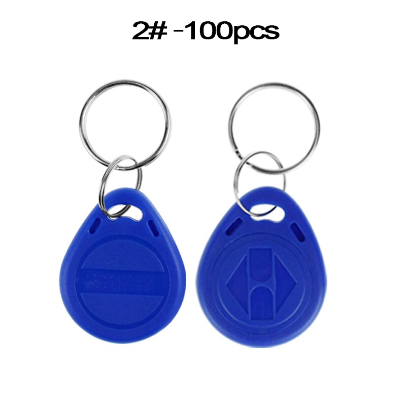 125 KHz RFID Beschrijfbare Keyfobs EM4305/T5577 Lezen en Schrijven Key Card Gekopieerd Toegangscontrole Systeem Metalen Sleutelhangers Kleine blauw Token: N2-100 pieces