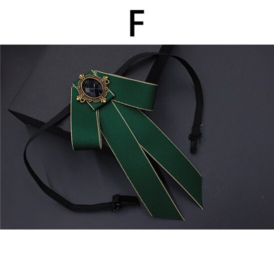 Corbata de moño grande Vintage para mujer, Collar de cinta con borlas de cristal con broche, joyas para un traje , Pin: 6