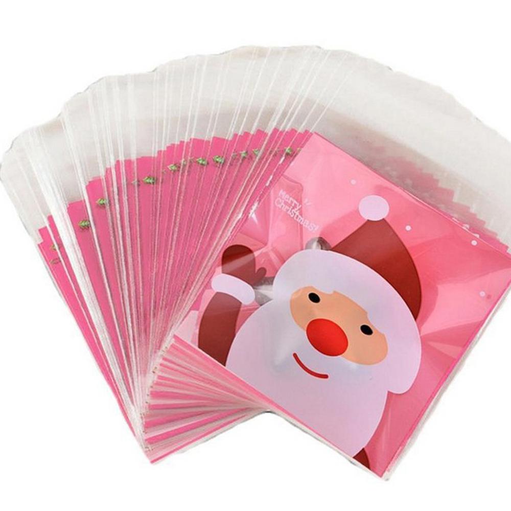 100pcs 4X6inch Merry Christmas Plastic Bag Self Adhesive Cookies Candy Bags Santa Claus Snowflake Xmas Plastic Bags TDH