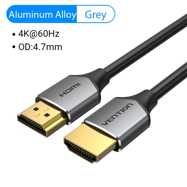 Vention Slim-Cable HDMI 2,0 para Xbox, PS3/4, PC, Monitor, Nintendo Switch, proyector, HDTV, 4K/60HZ: New Aluminum Alloy / 1 m