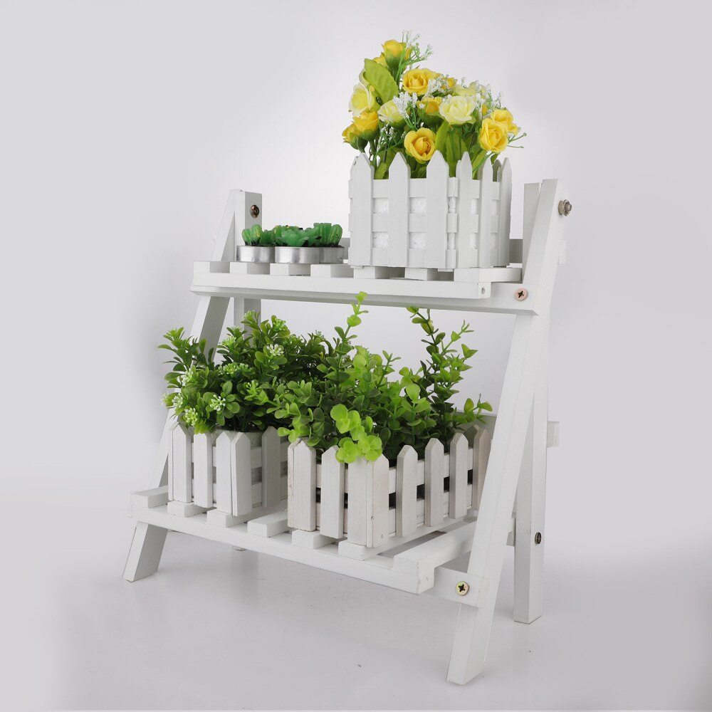 2-Tier Wooden Plant Stand Flower Pot Display Rack Stand Shelf Multifunction Storage Bonsai Holder Rack For Home Outdoor Patio