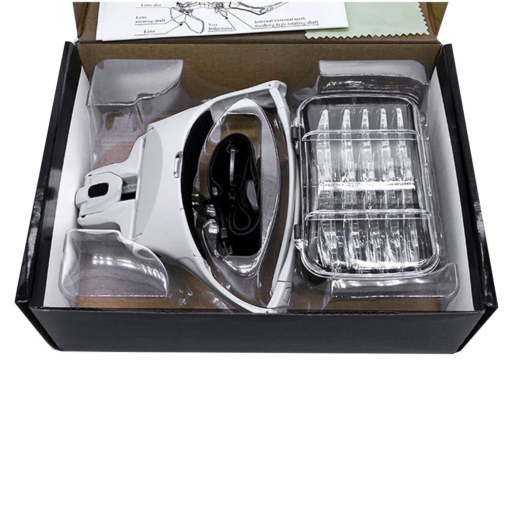 Extensión de pestañas, 5 lentes, diadema ajustable, lupa con lámpara de luz LED, gafas de aumento para pestañas postizas