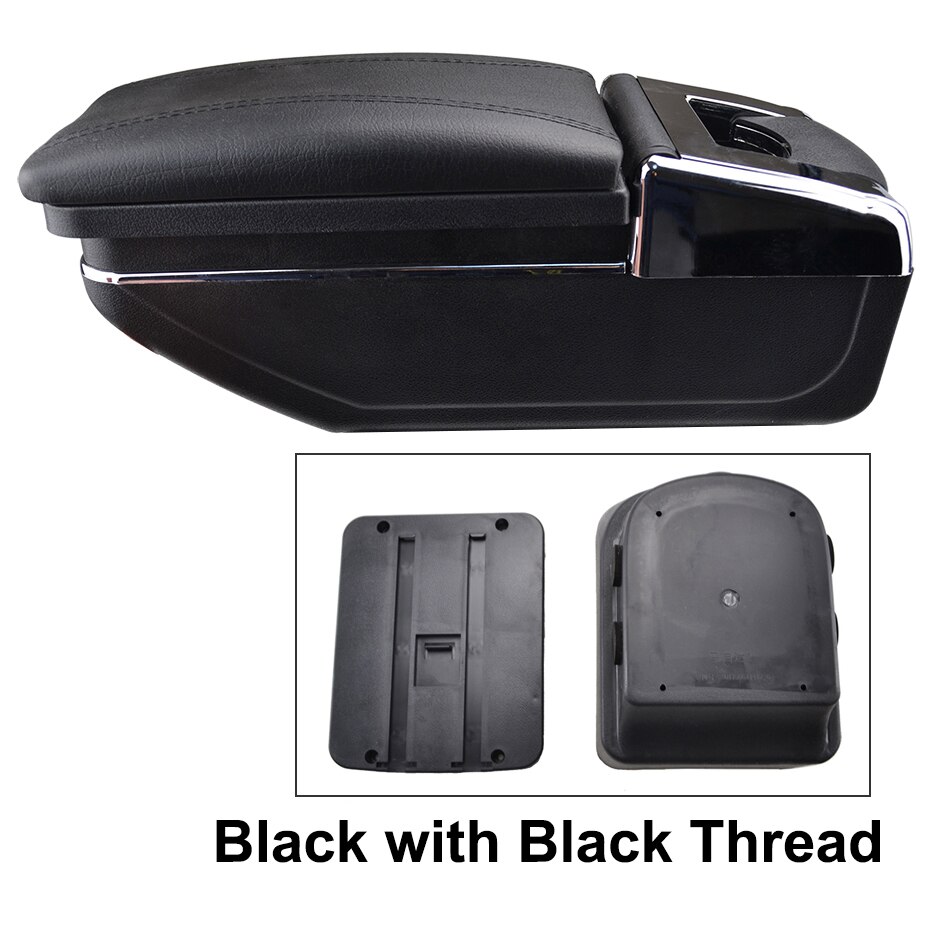 Car Armrest Arm Rest Rotatable For Mazda 2 Demio - Center Centre Console Storage Box: Black Thread