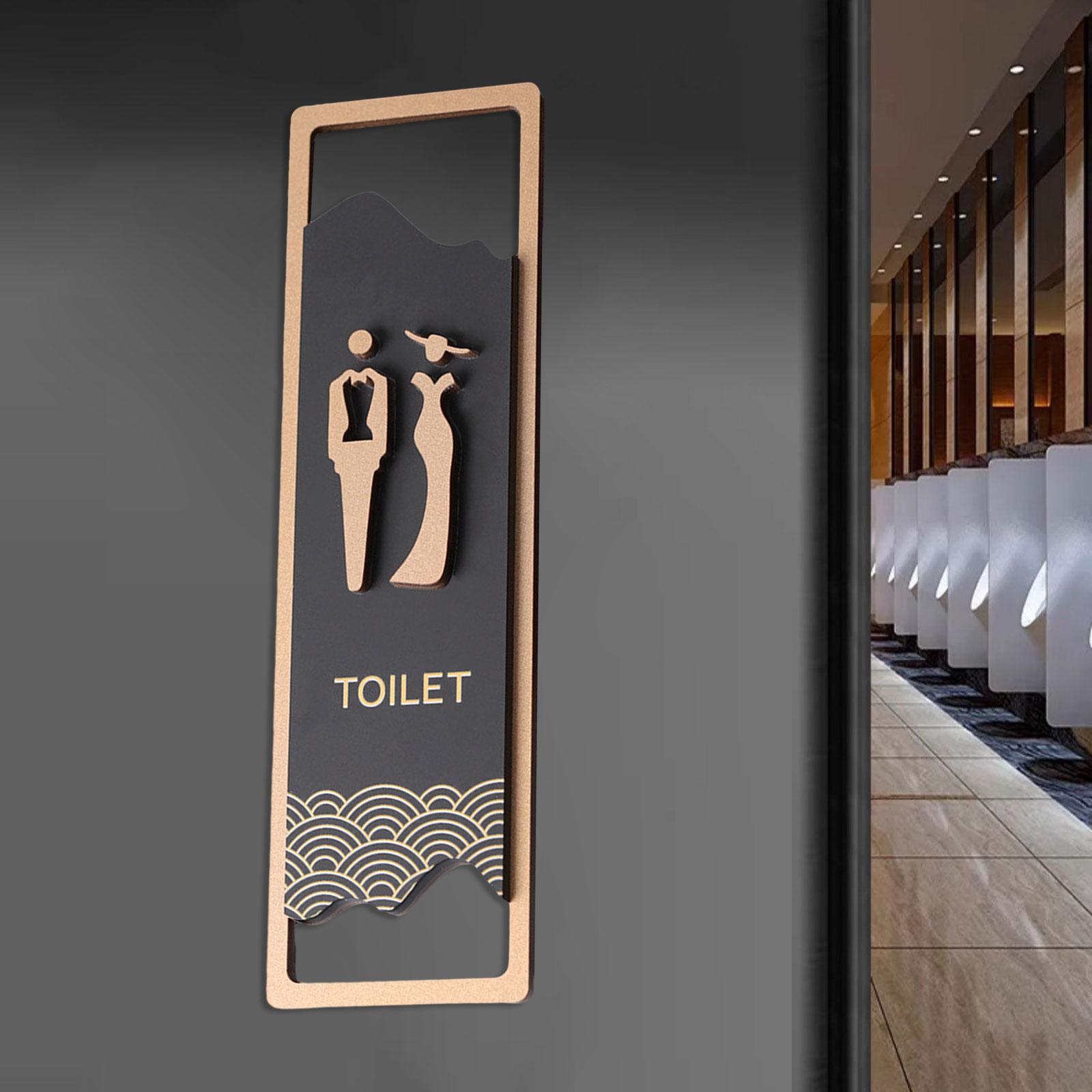 Toilet Sign Graphical Symbols Restroom Sign Wall Hanging Plaque Bathroom Sign for Public Door or Wall Mall Cafe Shops Bar