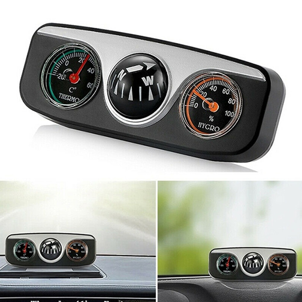 3 In 1 Gids Bal Voor Auto Voertuigen Ornamenten Interieur Accessoires Auto Styling Kompas Thermometer Hygrometer