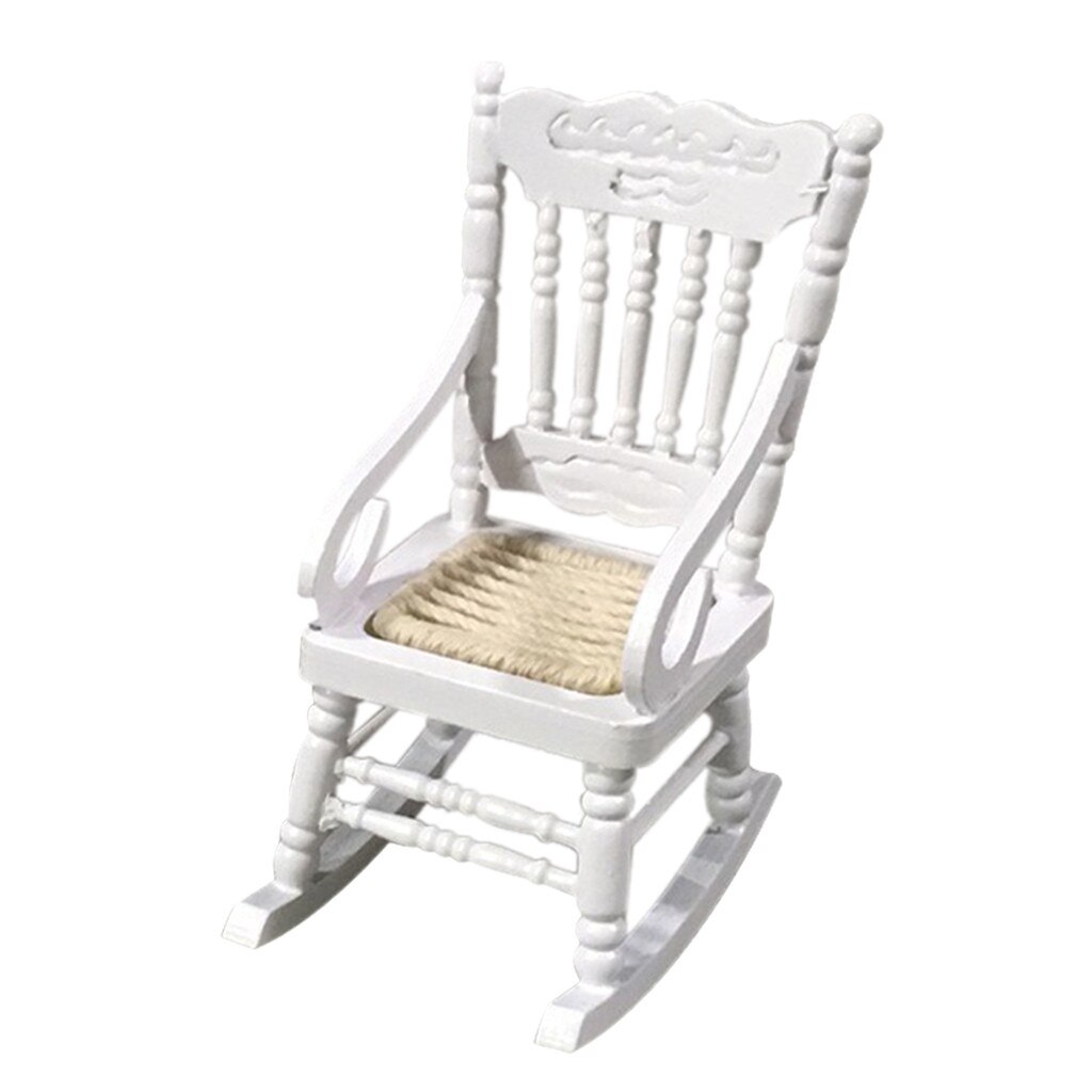 Miniature Rocking Chair Wooden Furniture Model Set Doll House Simulation Mini Furniture Chair With Armrests Fast