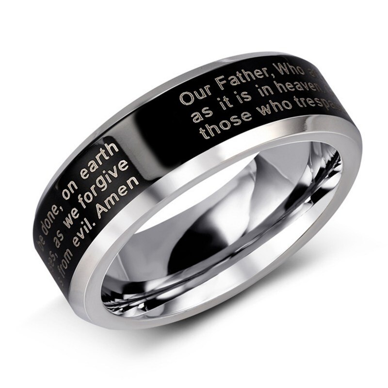 Rvs Cross Ring Alfabet Bijbel Gebed Vinger Ring Mannen Amulet Sieraden Voor Jezus Katholieke Christelijke Gelovigen Dior: A3 / Caliber 19mm