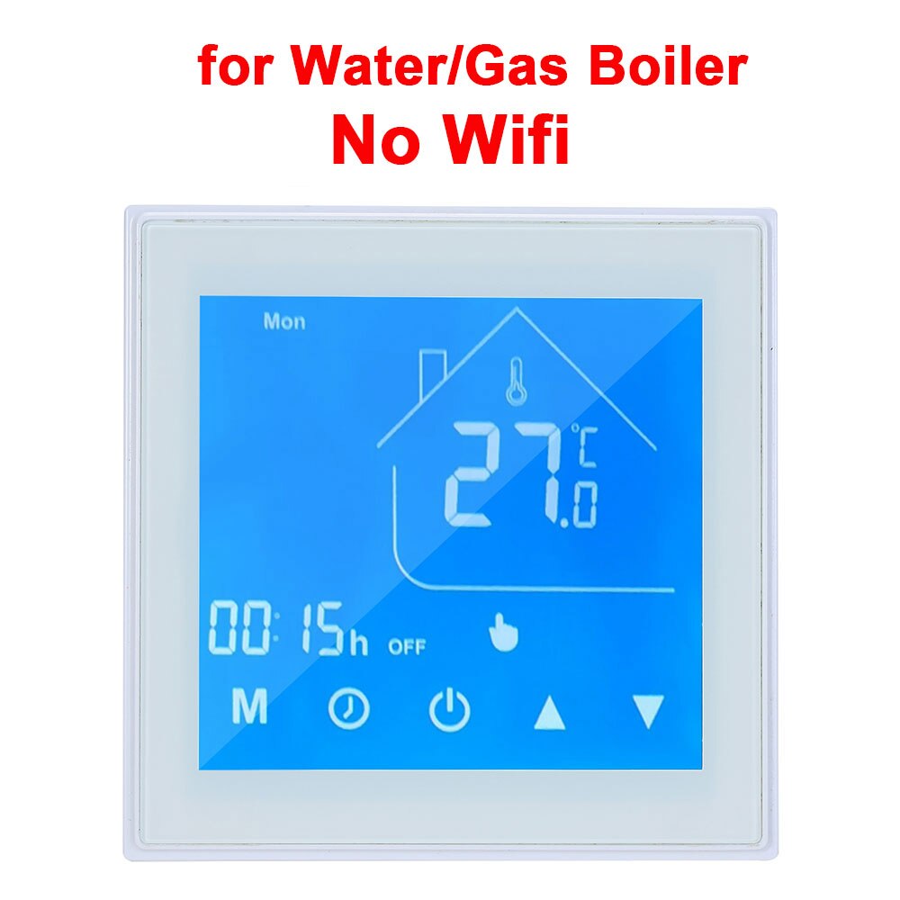 Termostato inteligente con WiFi, controlador de temperatura, pantalla LCD programable por semana para caldera de agua/Gas, Ewelink, para Alexa y Google Home: White No Wifi