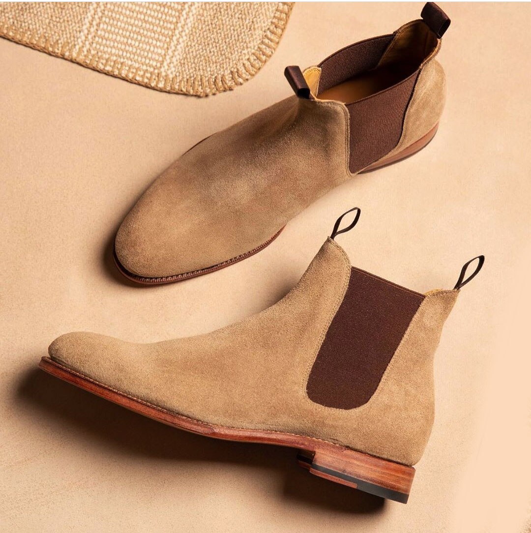 Botas De ante antideslizantes para Hombre, calzado informal clásico De , De tacón bajo, estilo Chelsea, TV557: 42