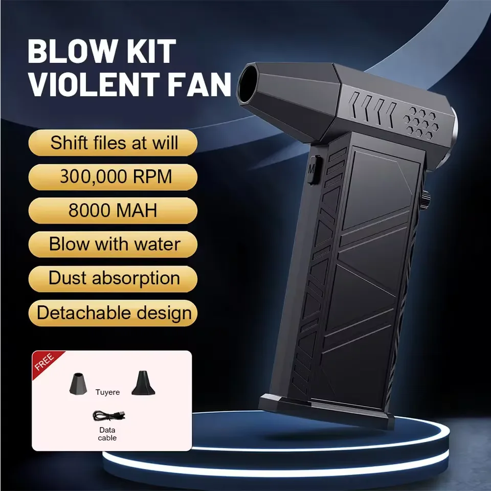 Xiaomi heftig Fan 400000 Leistungsstarker bürstenloser Turbo-Staubreiniger mit Drehzahl, wiederaufladbarer Typ-C-Luftgebläse, Reinigung, PC, 58 m/s, Strahlgebläse: Licht Grau