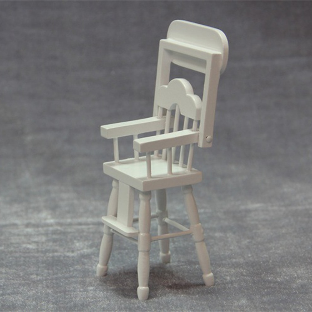 Børn mini højstol legetøj justerbar bord sæde form småbørn fodring højstol dekorative møbel model legehus legetøj hvid b