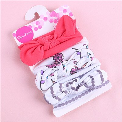 3Pcs Kids Floral Headband Girls Baby Elastic Bowknot Accessories Hairband Set baby headband A20: Rose Red