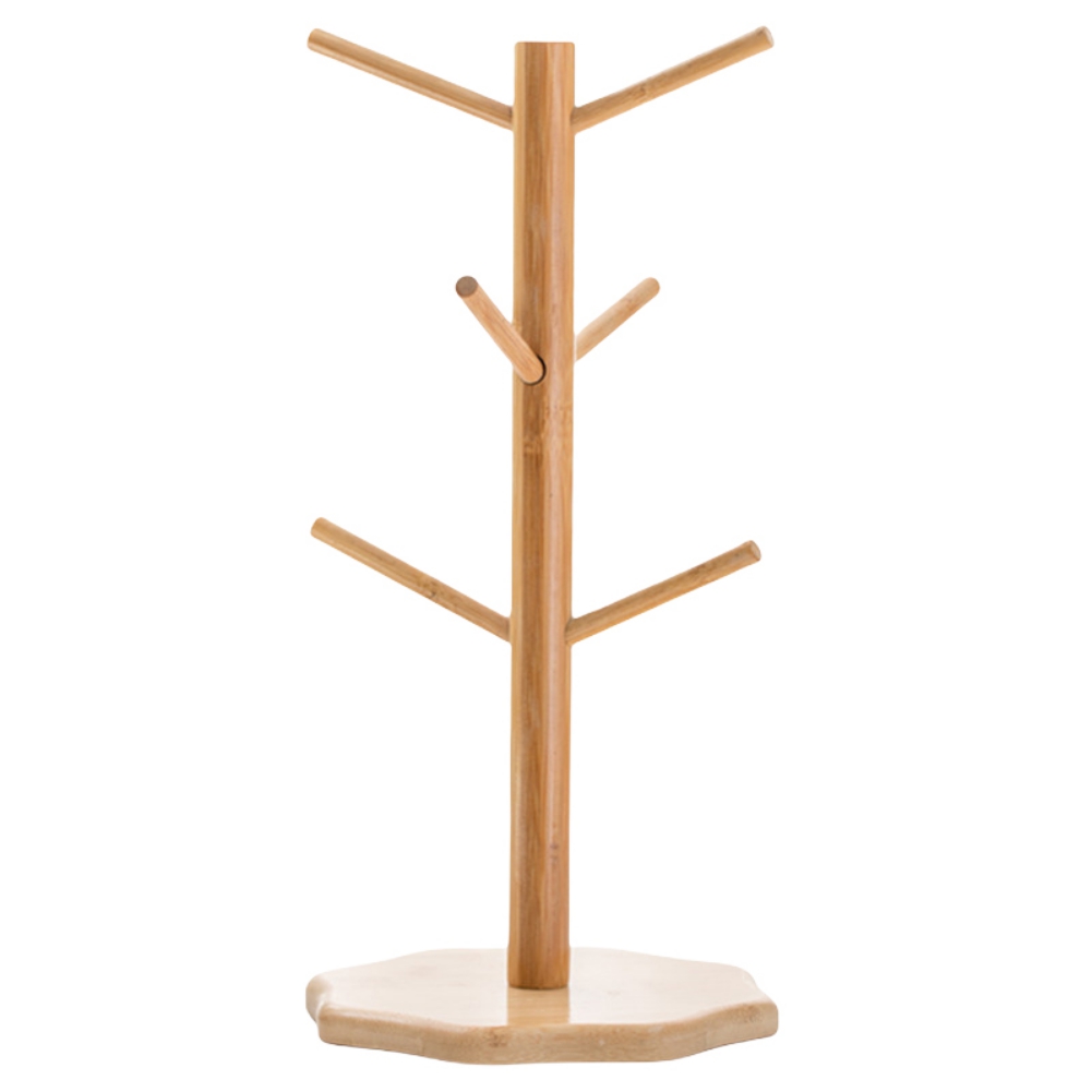 Wooden Coffee Cup Holder Mug Holder Tree Bamboo Mug Tree Stand Coffee Cup Storage Dryer Rack With 6 Hooks Coaster Holder: B