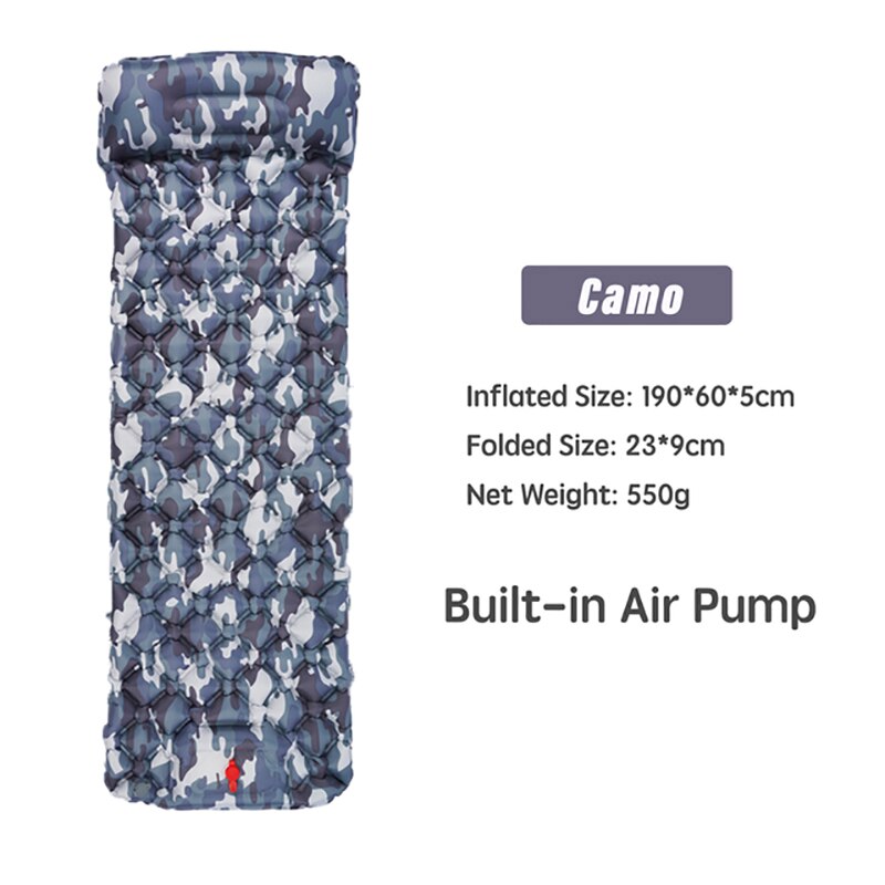 Camping Inflatable Mattress Outdoor Sleeping Pad With Pillows Waterproof Inflatable Air Mattresses Tourism Camping Equipment: R