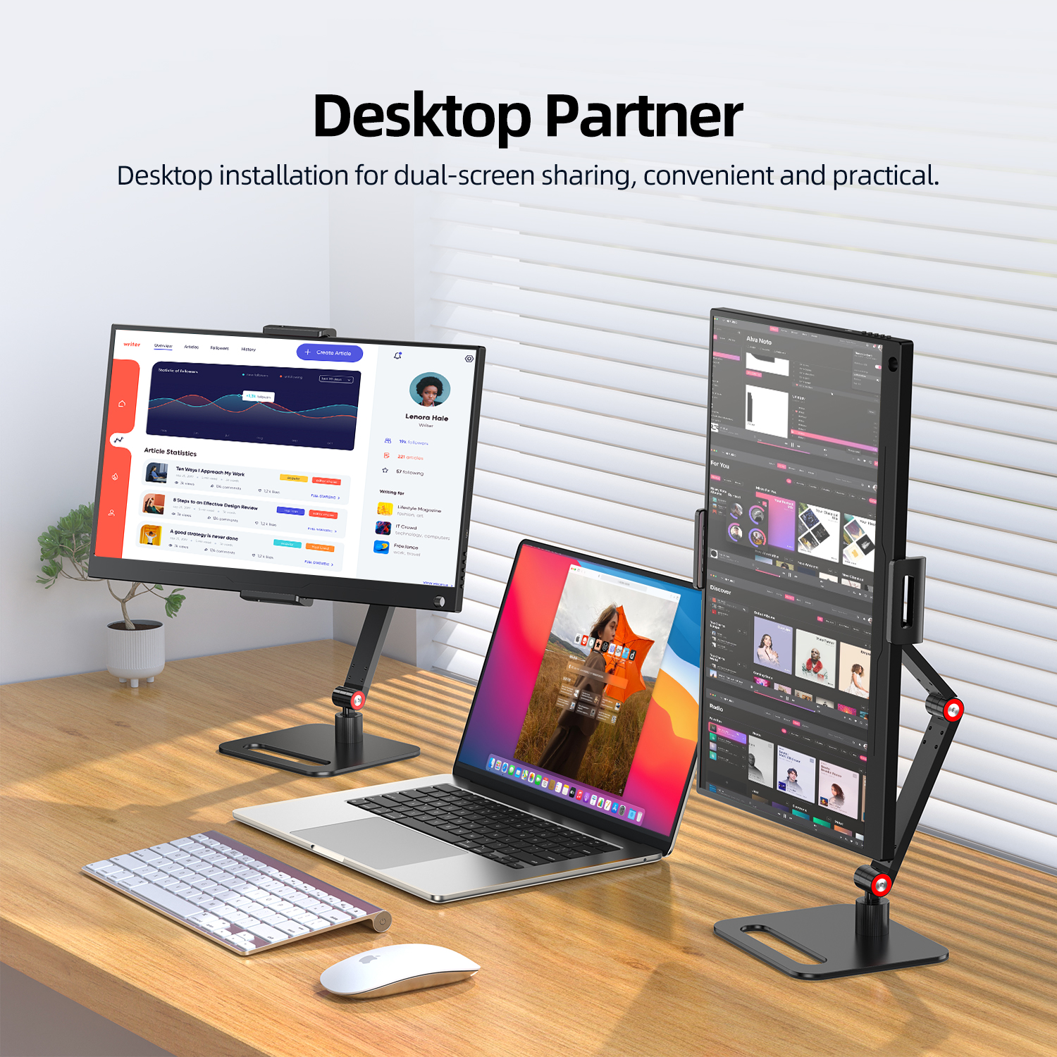 UPERFECT Portable Monitor Stand for 15.6" 16" 17.3" 18 Inch Screen Base Holder Phone Computer Display Adjustable Laptop Clamp