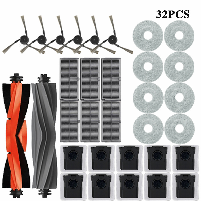 Dreame L40 ultra / X40 Ultra Robot Vacuum Accessories Dust Bags Mop Main Side Brushes Cloths HEPA Filters Spare Parts: black