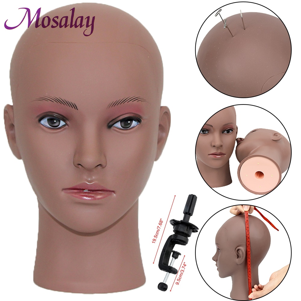 Bald Mannequin Head Stand Soft PC Really 3D eyes manikin head Wig holder for Wigs Display Hat Display Glasses Display