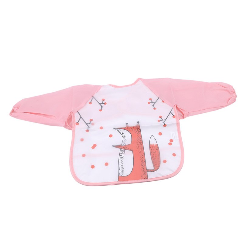 Venda quente de alta qualidade bonito animais babadores do bebê à prova dwaterproof água criança comer roupas das crianças mangas compridas alimentação bata babero babero: pink fox
