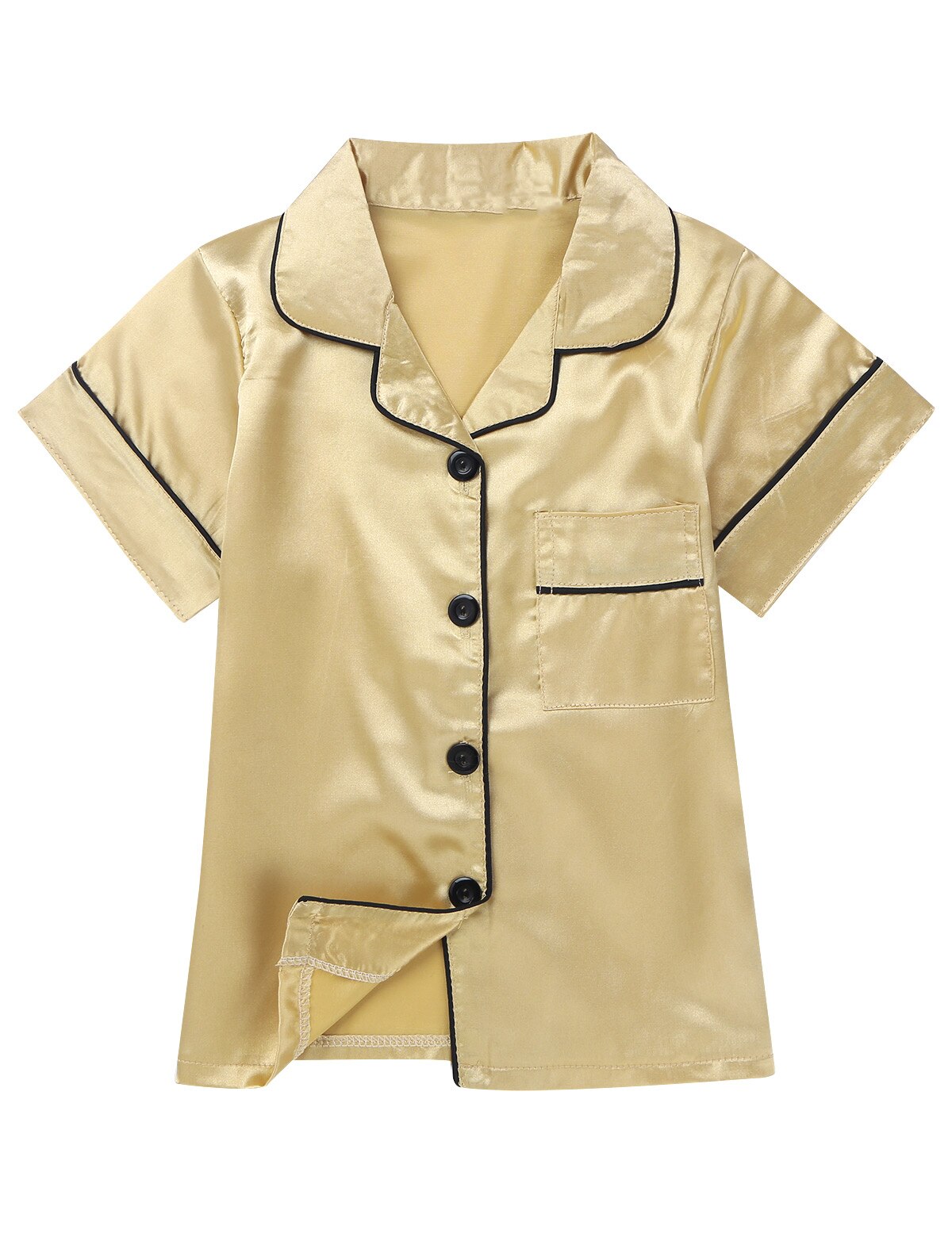 Zomer Kinderen Nachtkleding Sets Unisex Clasic Zijden Pyjama Nachtkleding Outfit Korte Mouw Slaap Set Jongens Meisjes Nachtkleding Loungewear