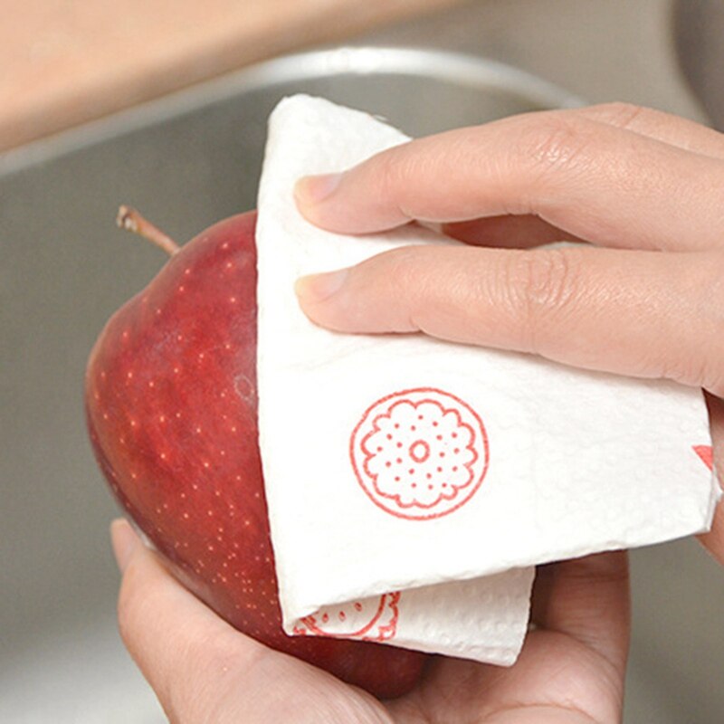 1 rollo servilleta para lavar los platos a la limpieza de la cocina de papel impreso 2 capas de absorción de agua de absorción de aceite de papel de toalla de cocina